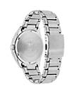 Mens Stainless Steel Dress Watch with Day and Date Subdial