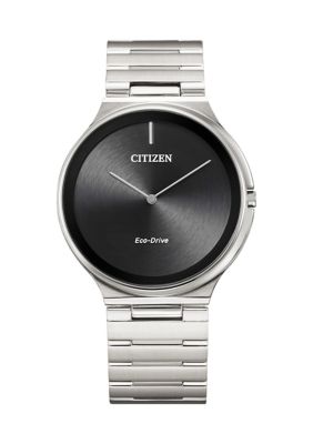 Citizen Eco Drive Men's Stiletto Silver Tone Stainless Steel Bracelet Watch