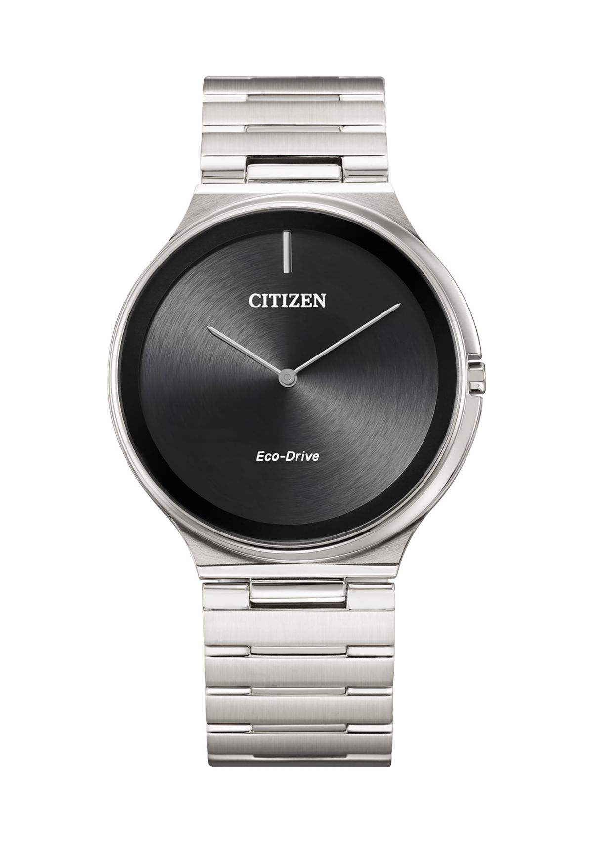 Eco Drive Mens Stiletto Silver Tone Stainless Steel Bracelet Watch