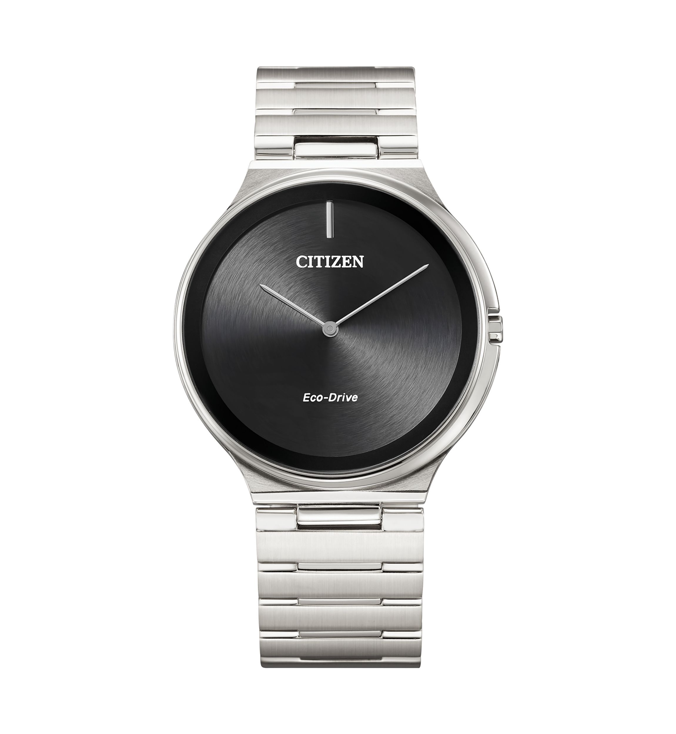 Eco Drive Mens Stiletto Silver Tone Stainless Steel Bracelet Watch