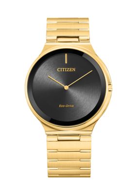 Citizen Eco Drive Men's Stiletto Gold Tone Stainless Steel Bracelet Watch