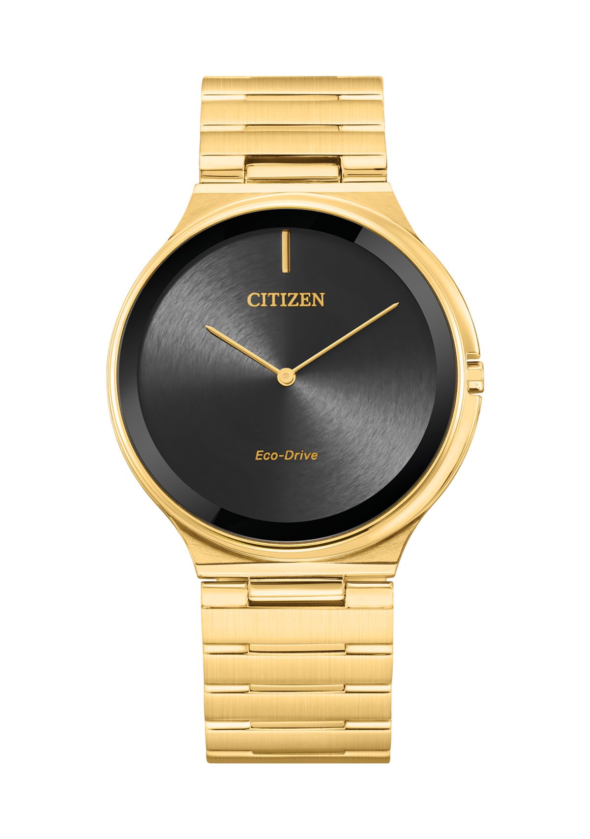 Eco Drive Mens Stiletto Gold Tone Stainless Steel Bracelet Watch