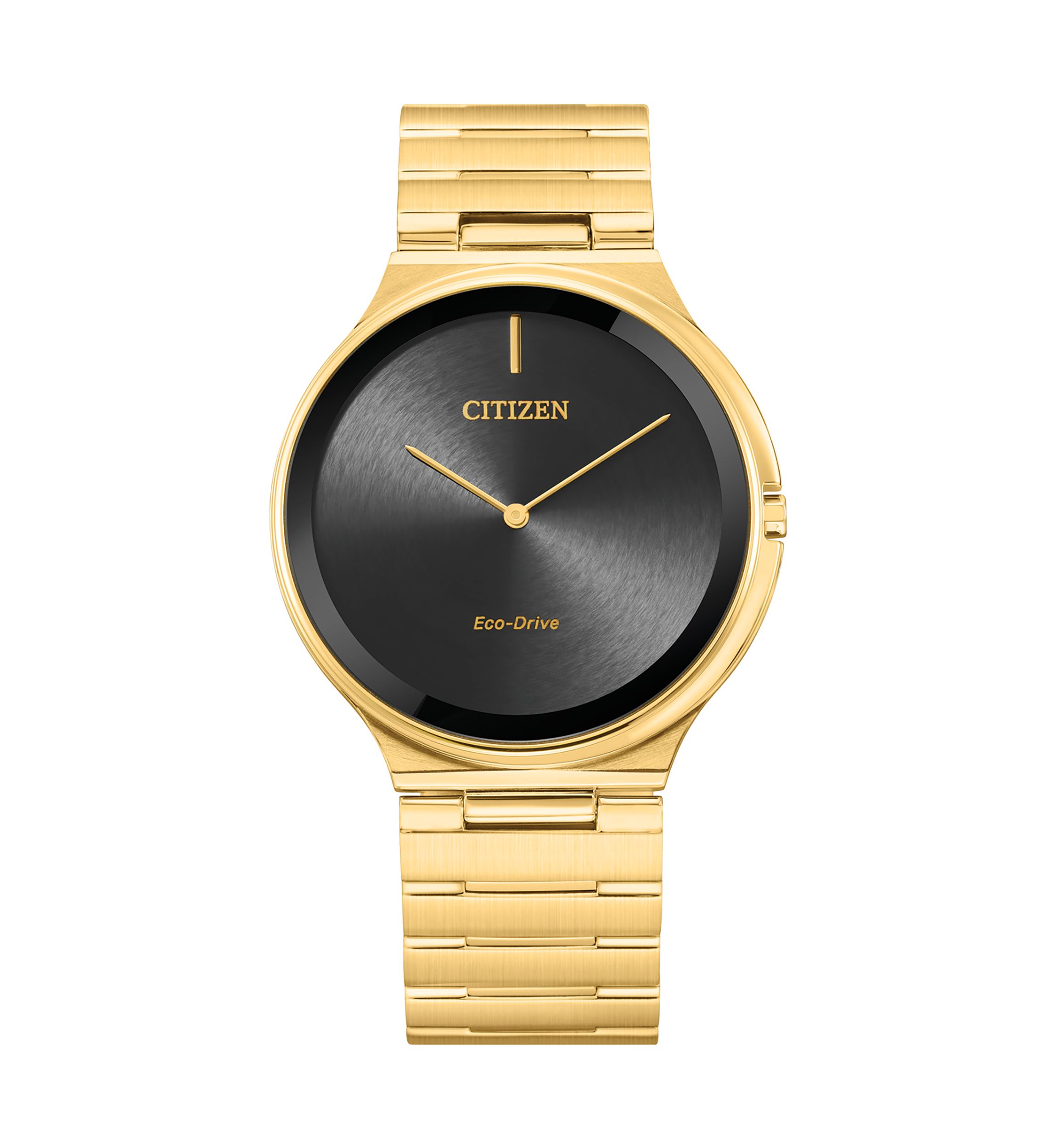 Eco Drive Mens Stiletto Gold Tone Stainless Steel Bracelet Watch