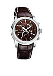 Eco-Drive Mens Stainless Steel Brown Strap Watch