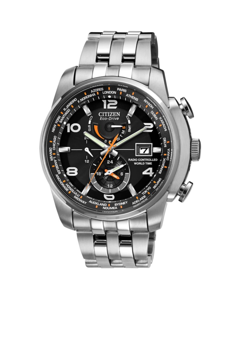 Eco-Drive Mens World Time A-T Watch
