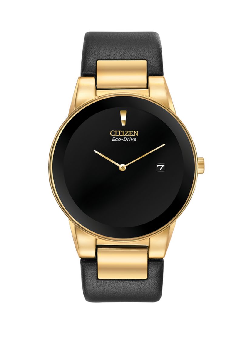 Mens Axiom Black Leather Strap watch