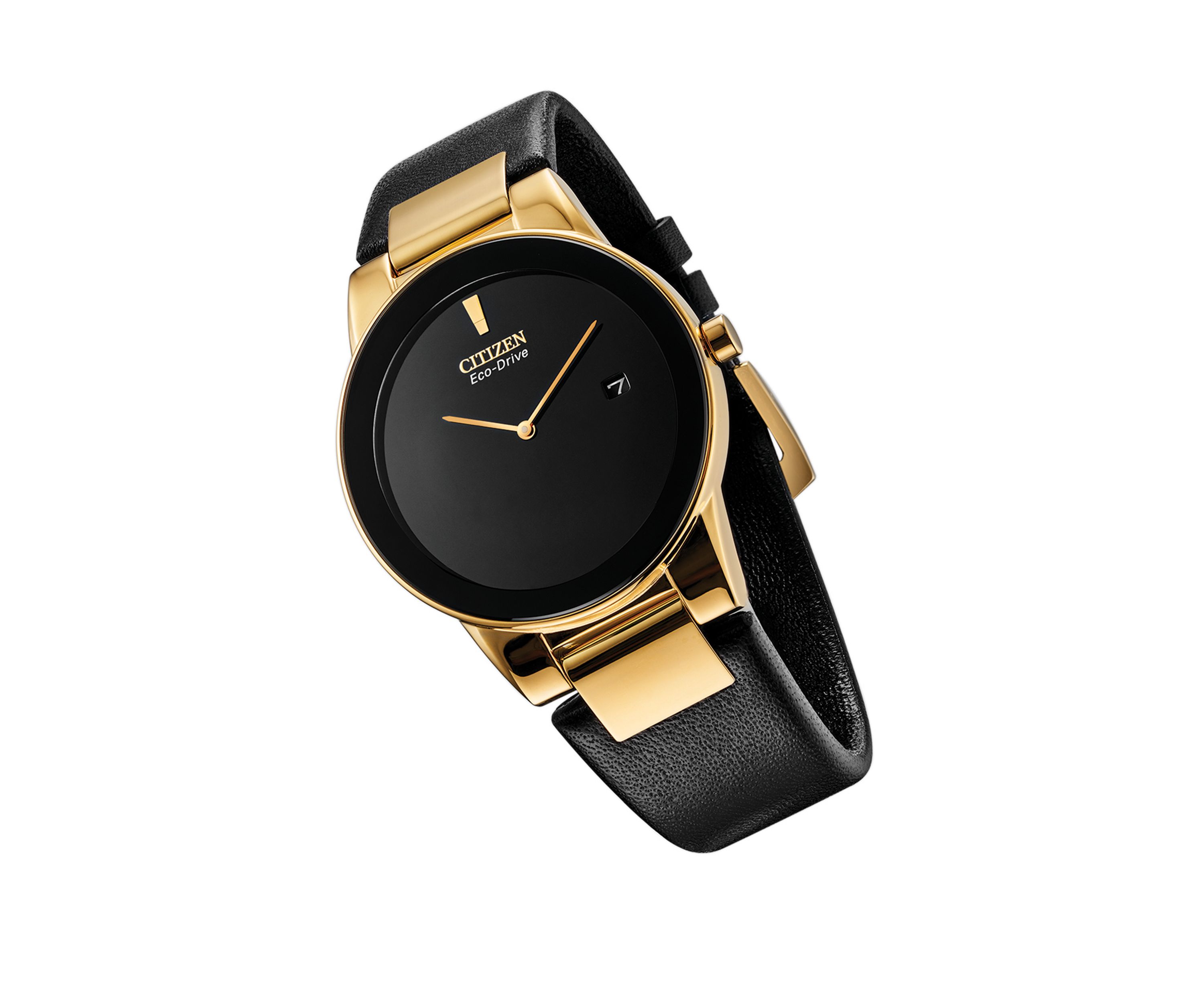 Mens Axiom Black Leather Strap watch