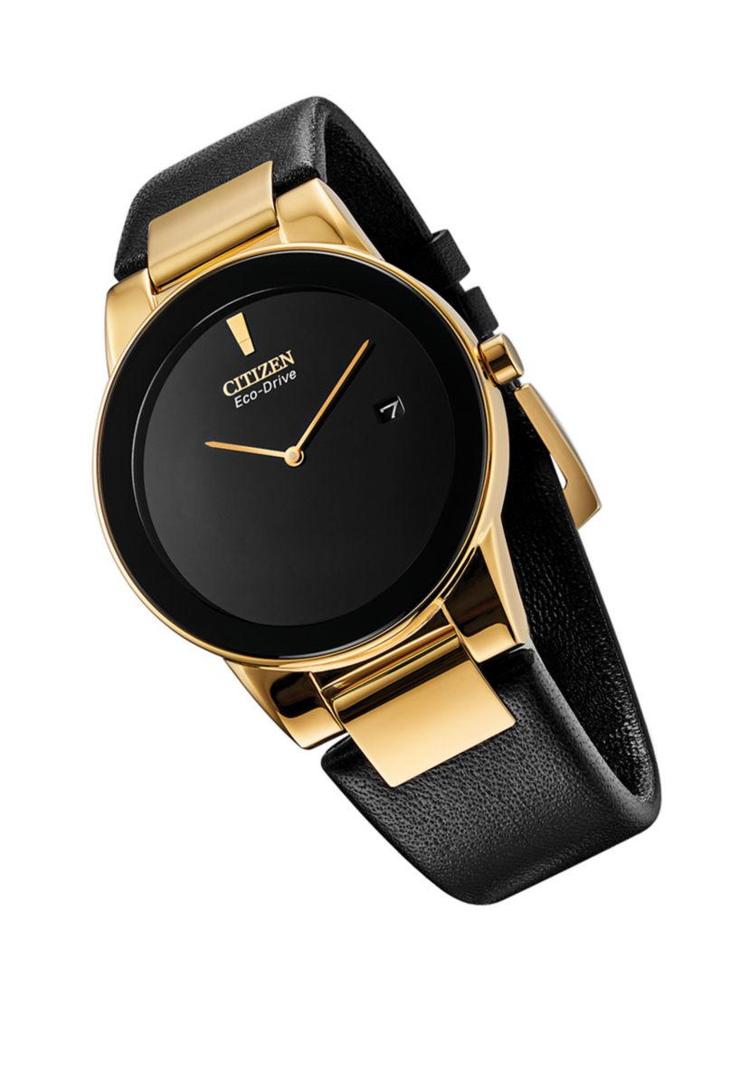 Mens Axiom Black Leather Strap watch