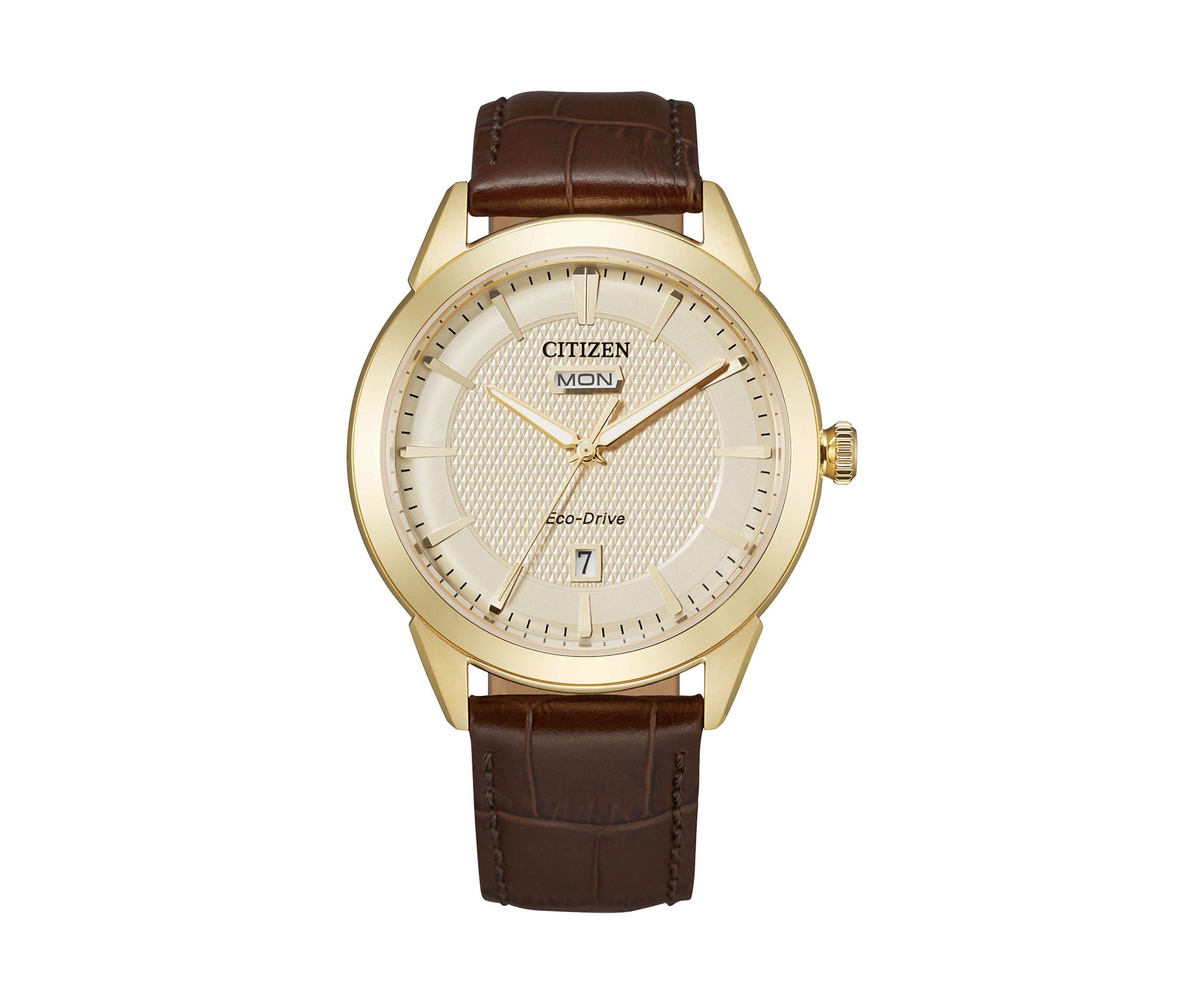 Citizen Eco-Drive Corso Mens Brown Leather Strap Watch