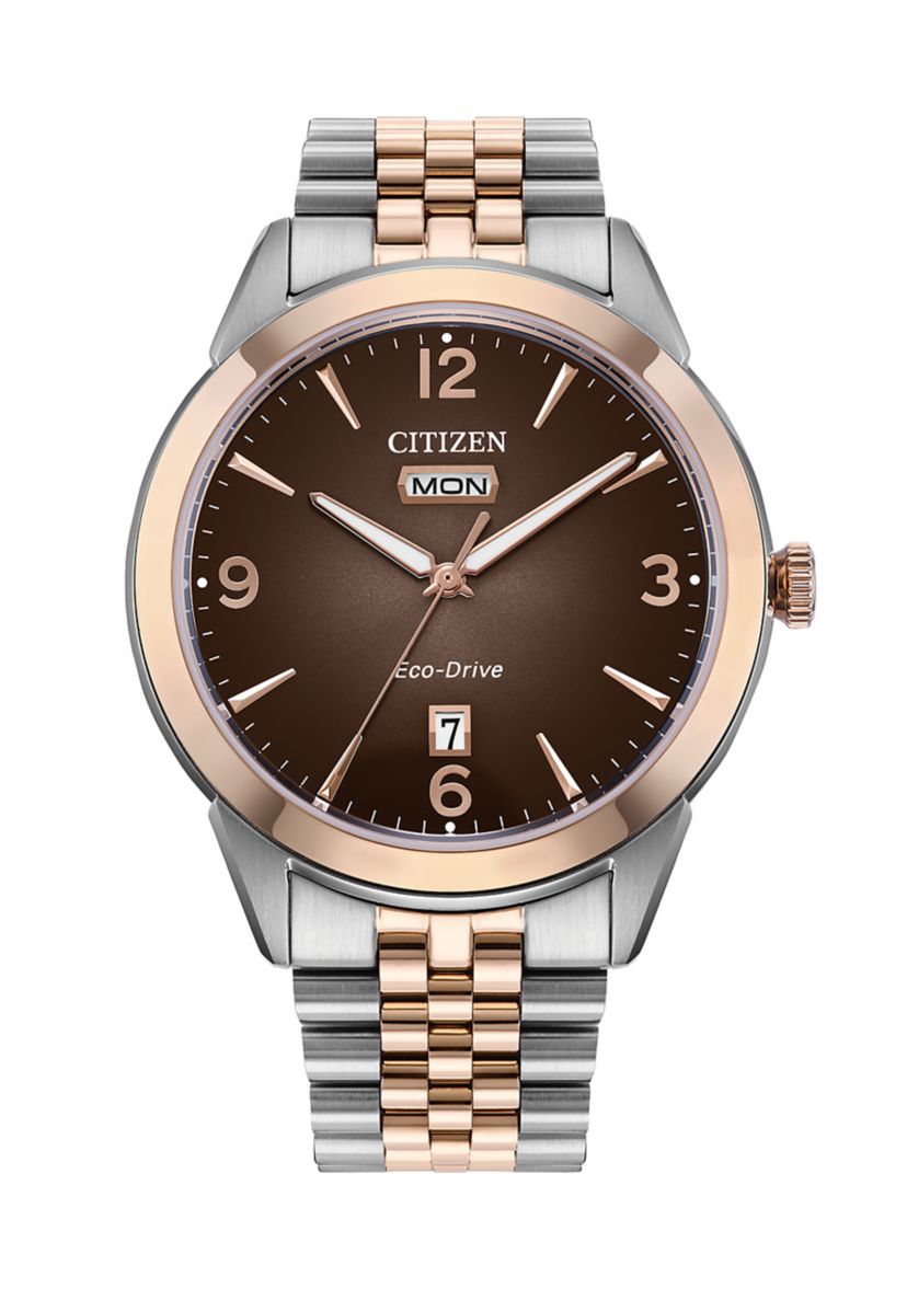 Mens Classic Rolan Two-Tone Bracelet Watch, 40.5 mm