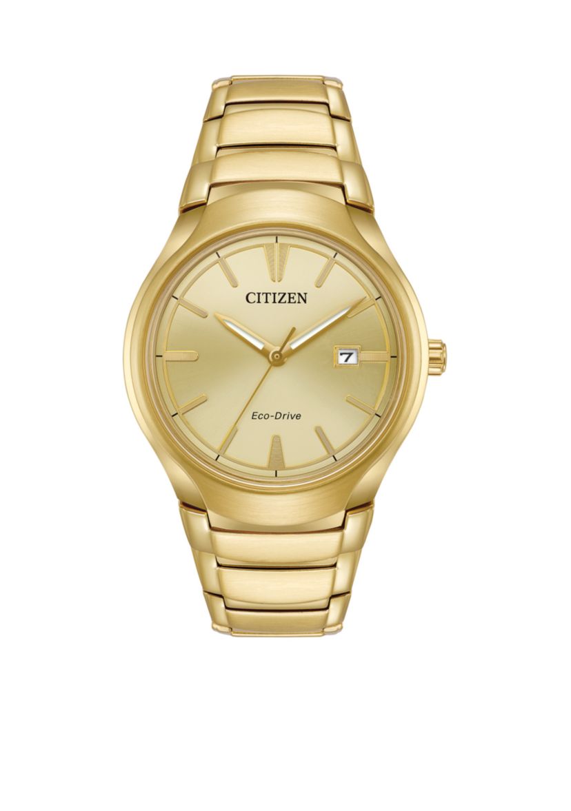 Mens Eco-Drive Paradigm Gold-Tone Stainless Steel Watch