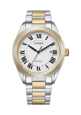 Citizen Eco Drive Men's Arezzo Two Tone Stainless Steel Bracelet Watch