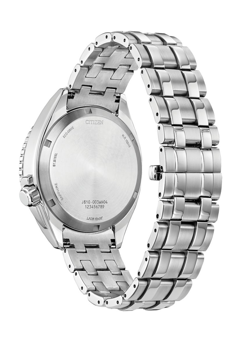 Mens Sport Luxury Silver-Tone Stainless Steel Bracelet Watch - 42 Millimeter