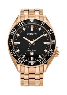 Citizen Men's Sport Luxury Rose Gold Tone Stainless Steel Bracelet Watch