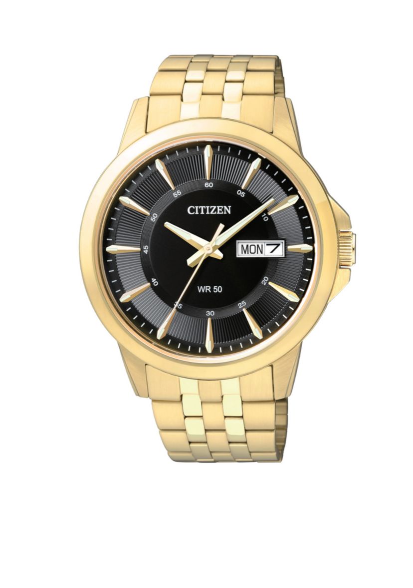 Mens Quartz Gold Tone Watch