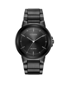 CITIZEN Men's Grey Ion-Plated Stainless Steel Eco-Drive Axiom Black Dial Watch