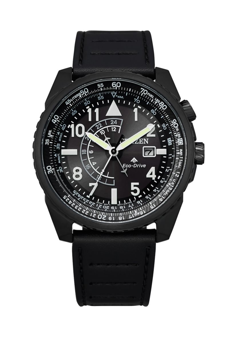 Eco-Drive Leather Stainless Steel Watch 