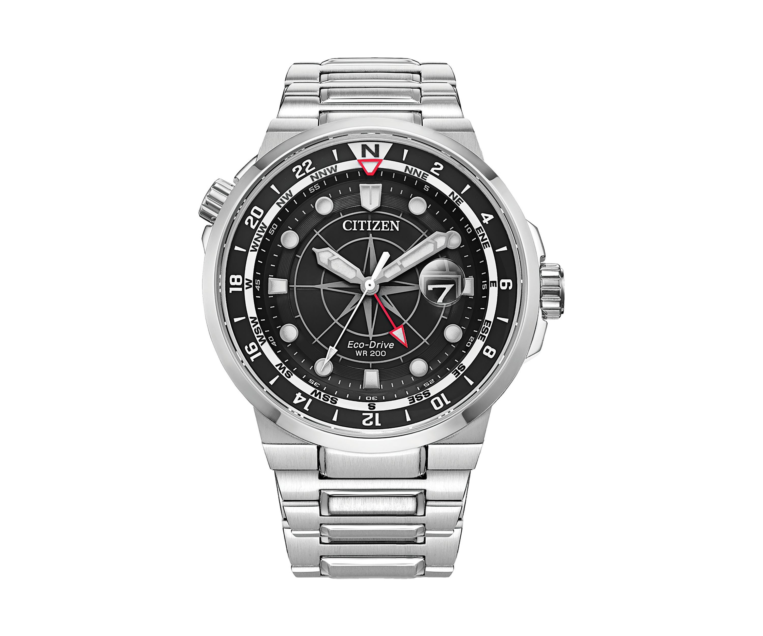 Mens Sport Luxury Endeavor Silver-Tone Stainless Steel Bracelet Watch