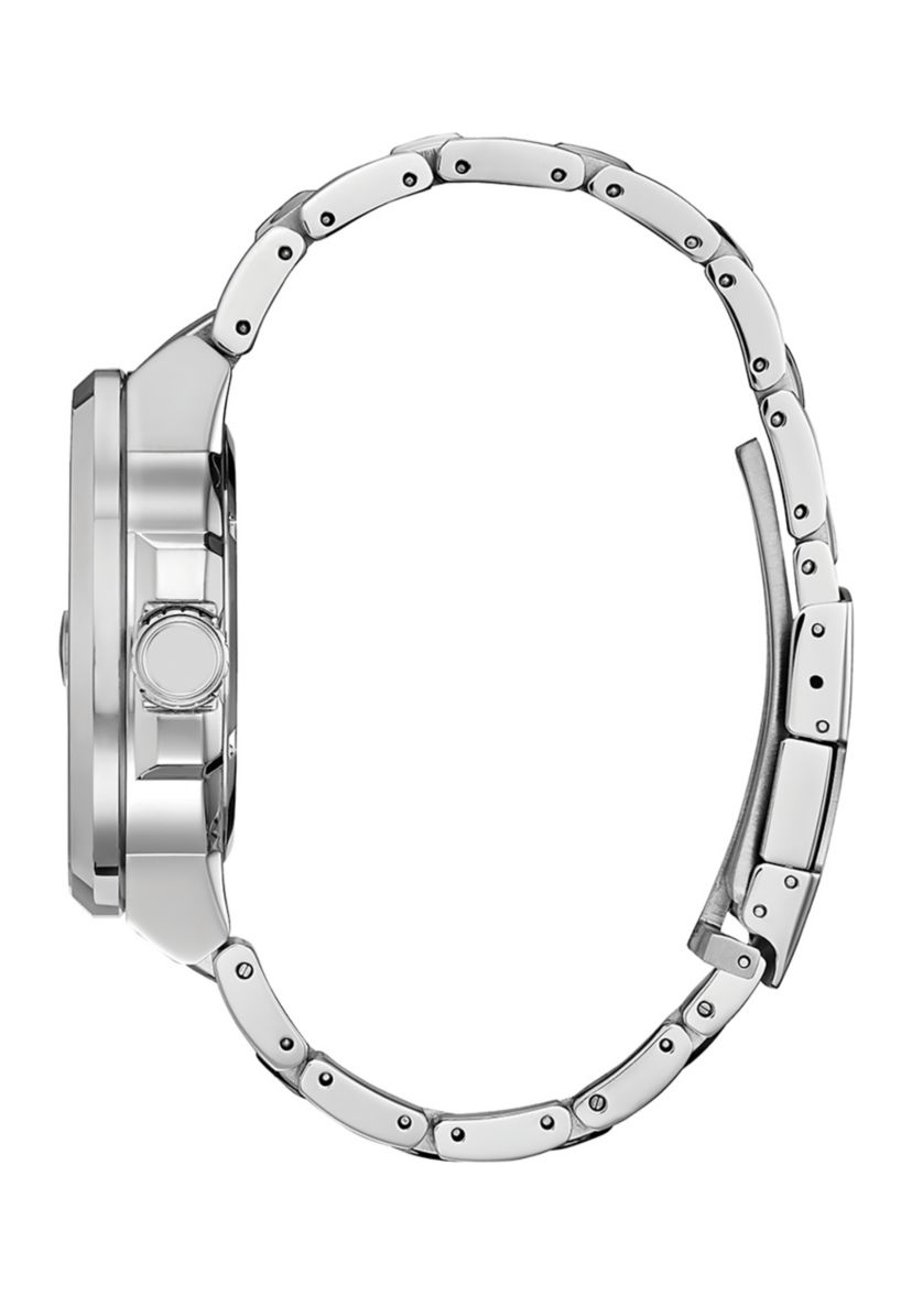 Mens Sport Luxury Endeavor Silver-Tone Stainless Steel Bracelet Watch