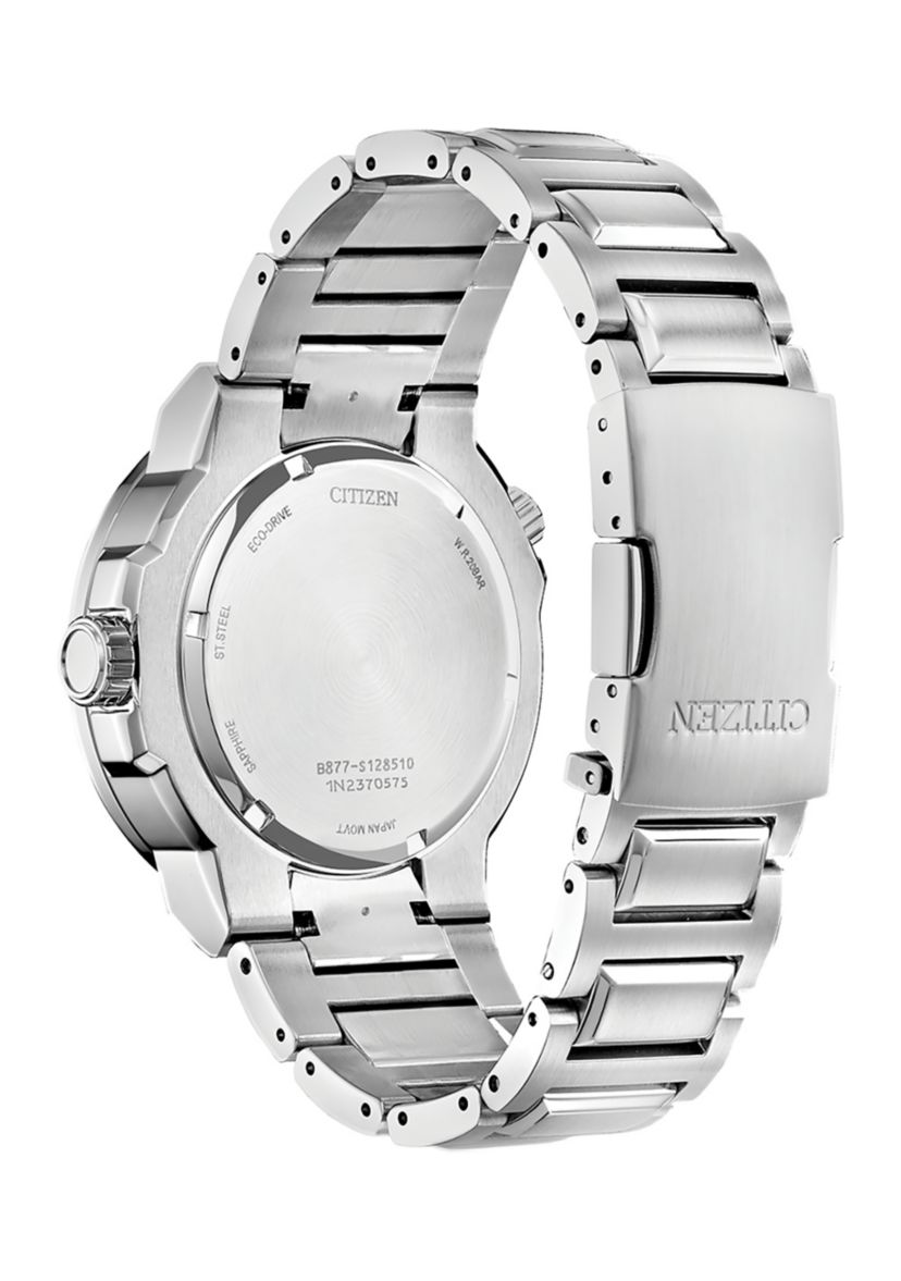 Mens Sport Luxury Endeavor Silver-Tone Stainless Steel Bracelet Watch
