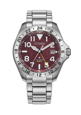 CITIZEN Men's Promaster Land Tough GMT Silver-Tone Stainless Steel Bracelet Watch 39.5mm