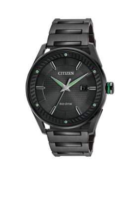 Men's Black Stainless Steel Citizen Eco-Drive Watch -  0013205118753