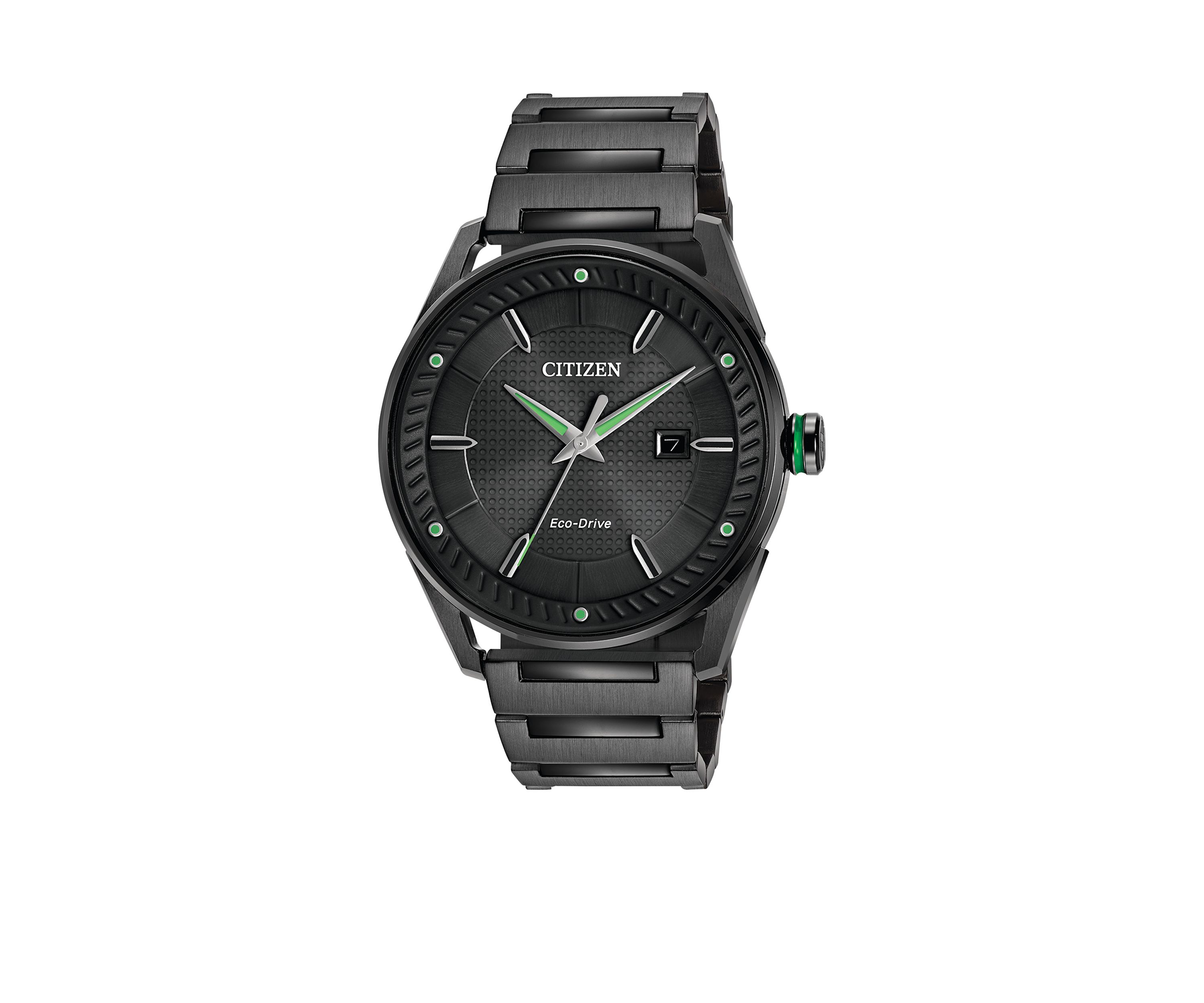 Mens Black Stainless Steel Citizen Eco-Drive Watch