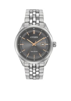 Men's Silver-Tone Stainless Steel Citizen Eco-Drive Watch, Silver -  0013205115899