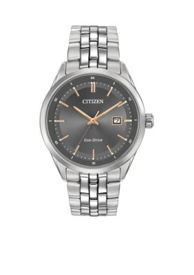 Men's Silver-Tone Stainless Steel Citizen Eco-Drive Watch