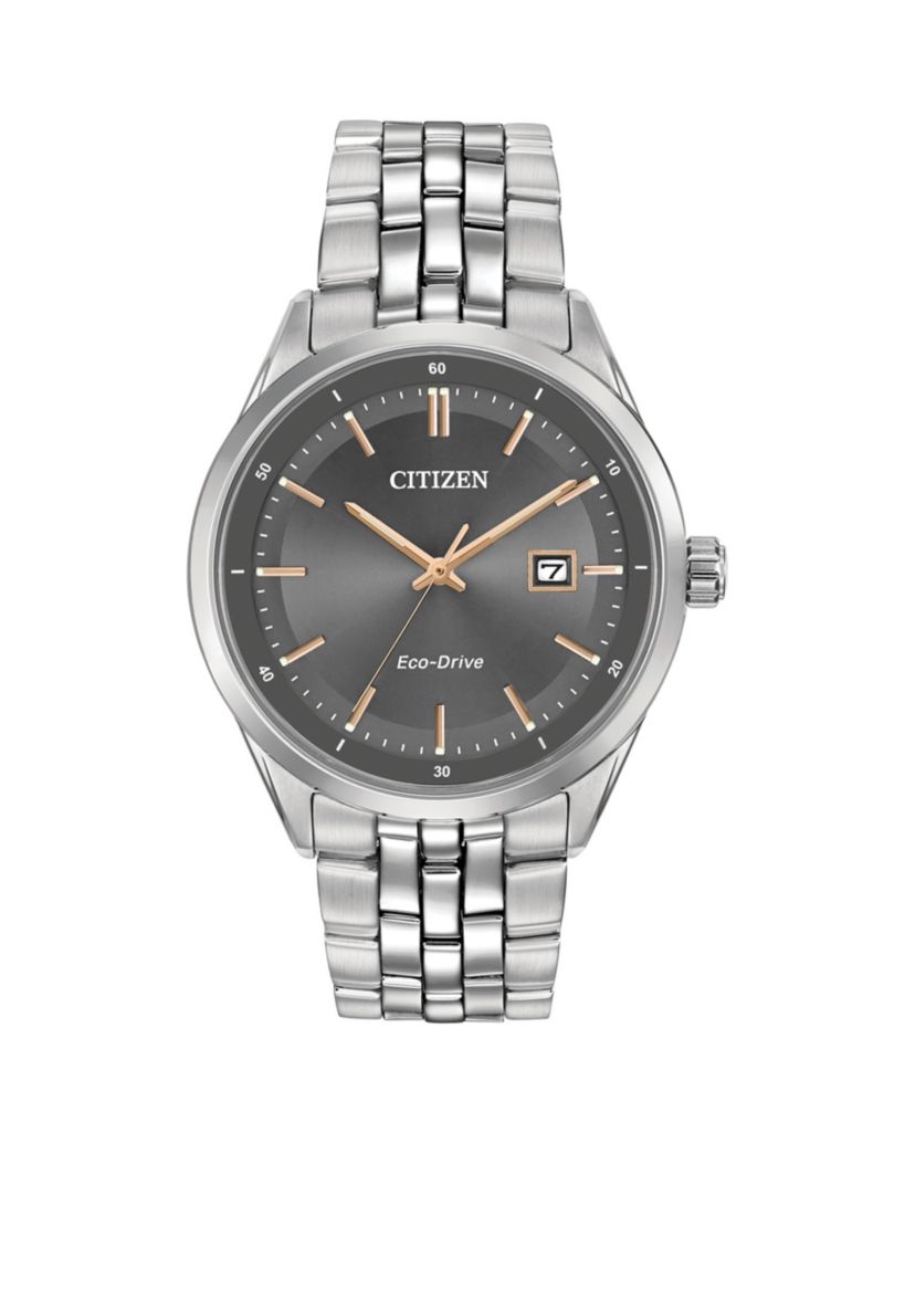 Mens Silver-Tone Stainless Steel Citizen Eco-Drive Watch
