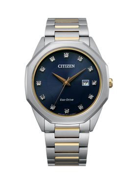 Citizen Men's Eco-Drive Diamond Dial Two-Tone Watch