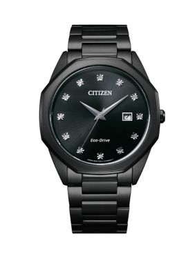 Citizen Men's Eco-Drive Diamond Dial Two-Tone Watch, Black -  0013205142536