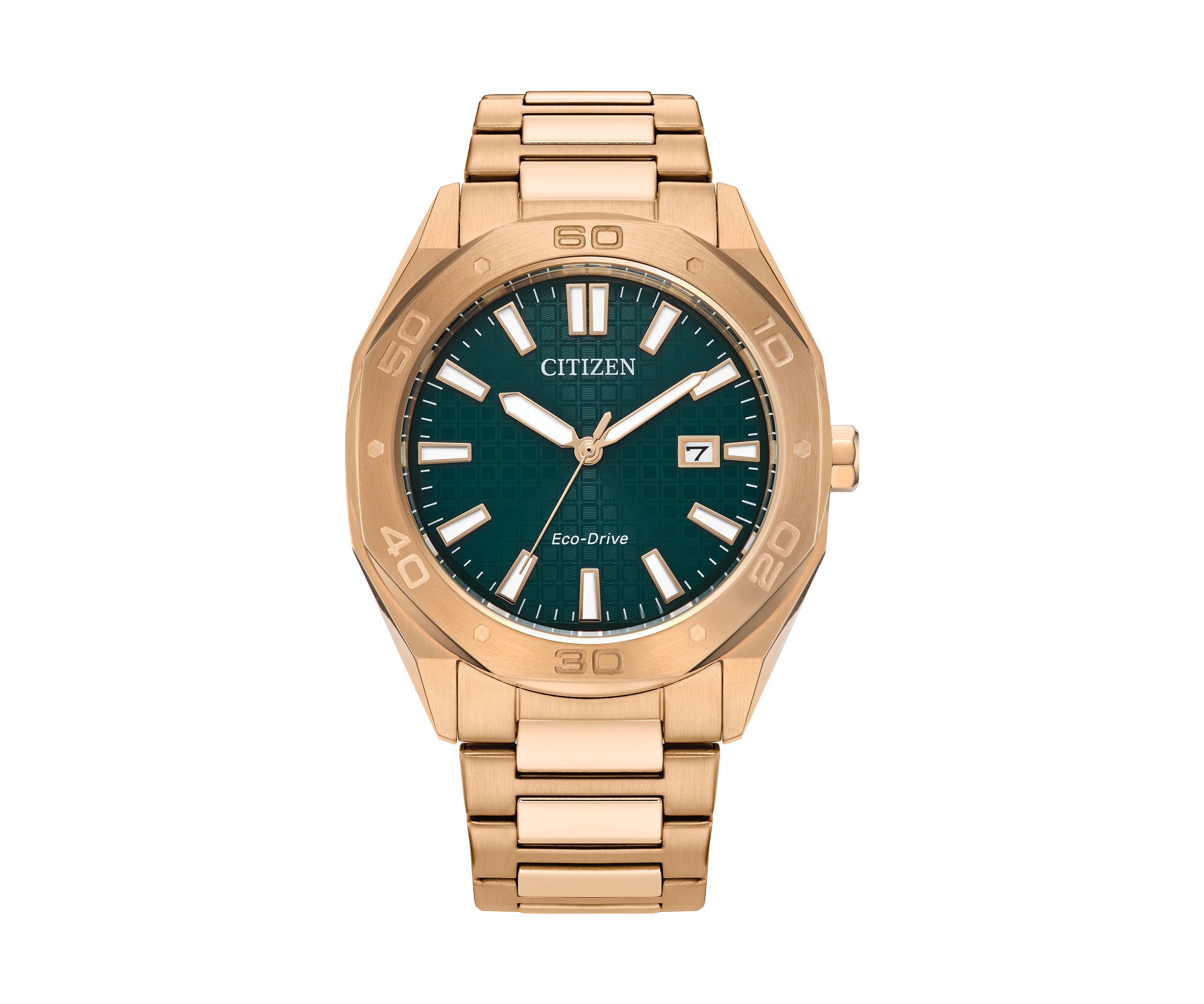 Mens Sport Casual Rose Gold Tone Stainless Steel Bracelet Watch 