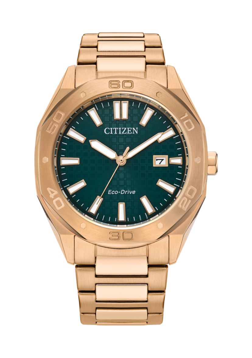 Mens Sport Casual Rose Gold Tone Stainless Steel Bracelet Watch 