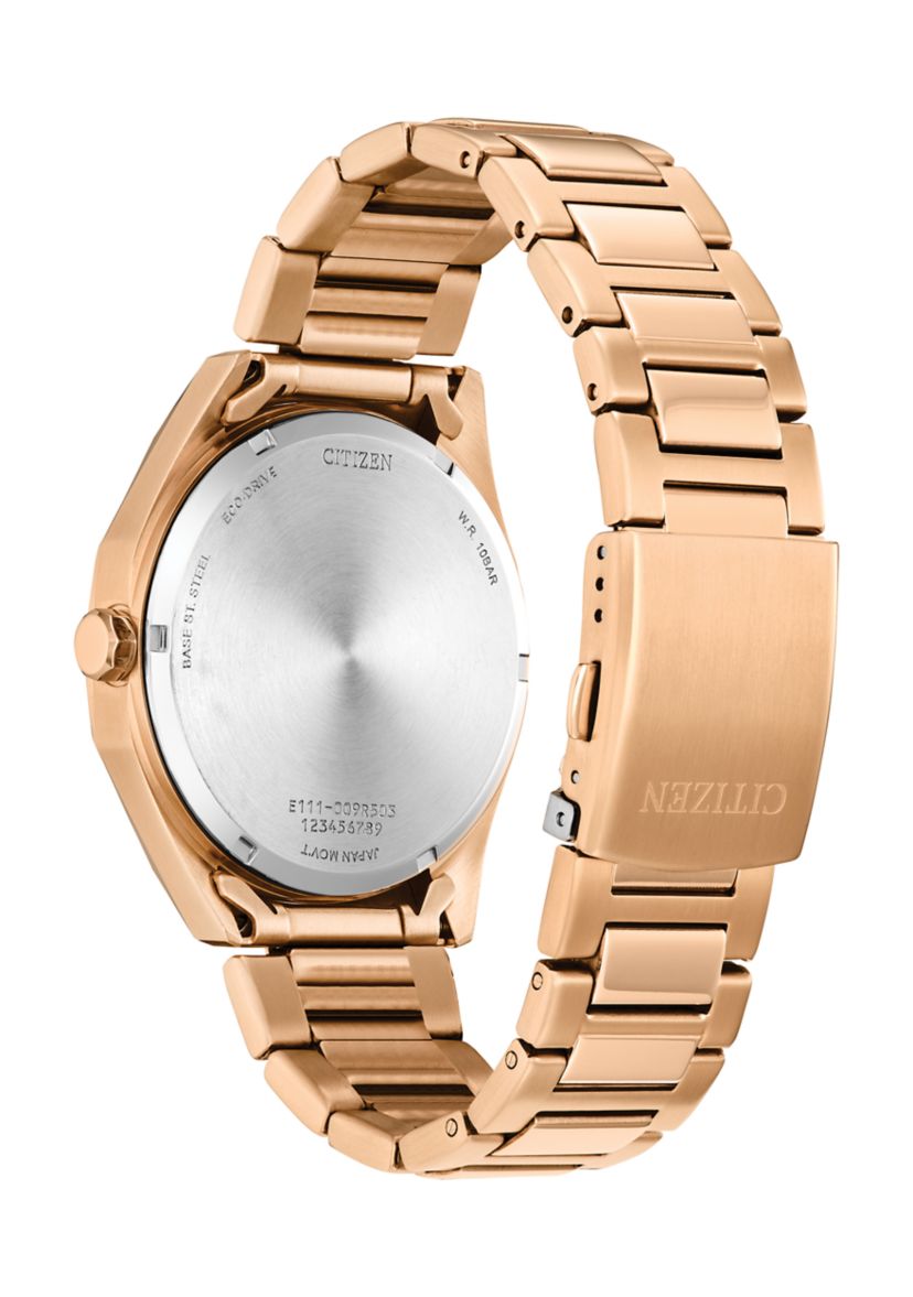 Mens Sport Casual Rose Gold Tone Stainless Steel Bracelet Watch 