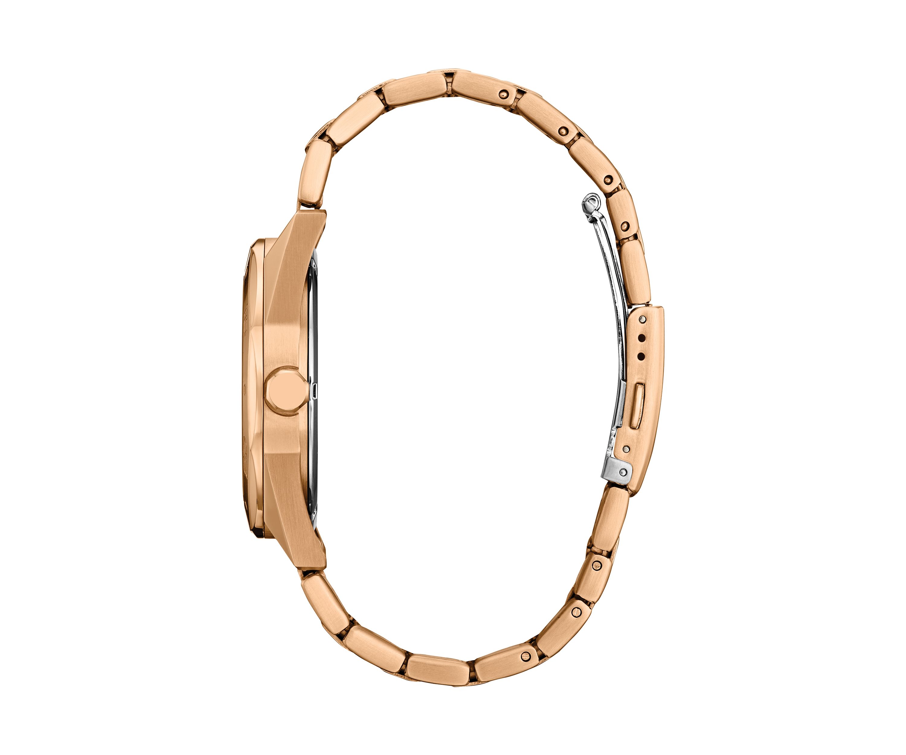 Mens Sport Casual Rose Gold Tone Stainless Steel Bracelet Watch 