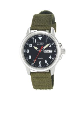 CITIZEN Men's Eco-Drive Canvas Strap Watch, Green -  0013205070013