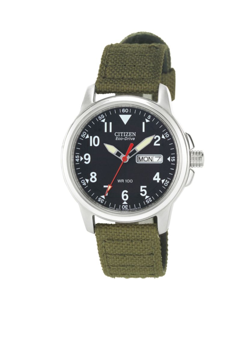 Mens Eco-Drive Canvas Strap Watch