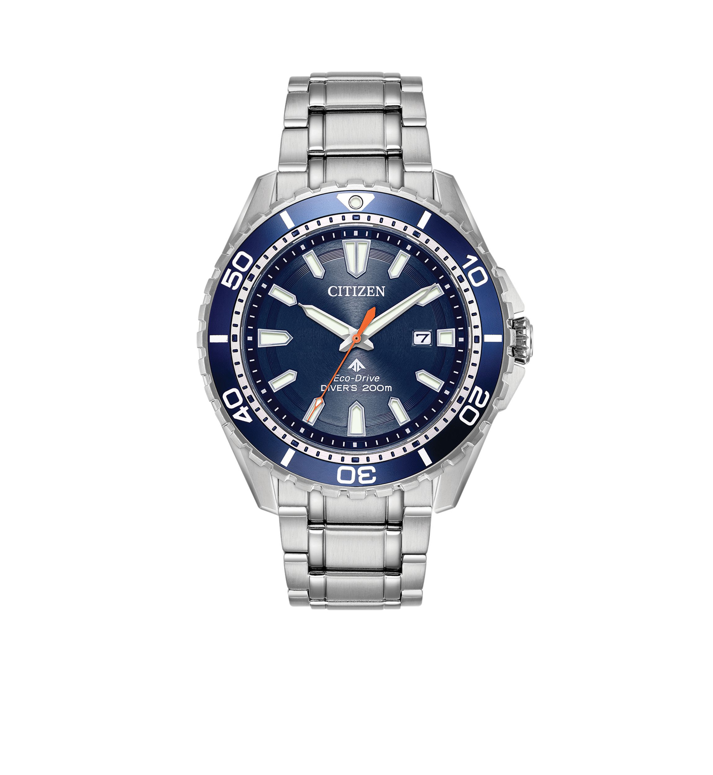 Mens Eco-Drive Stainless Steel Dive Watch