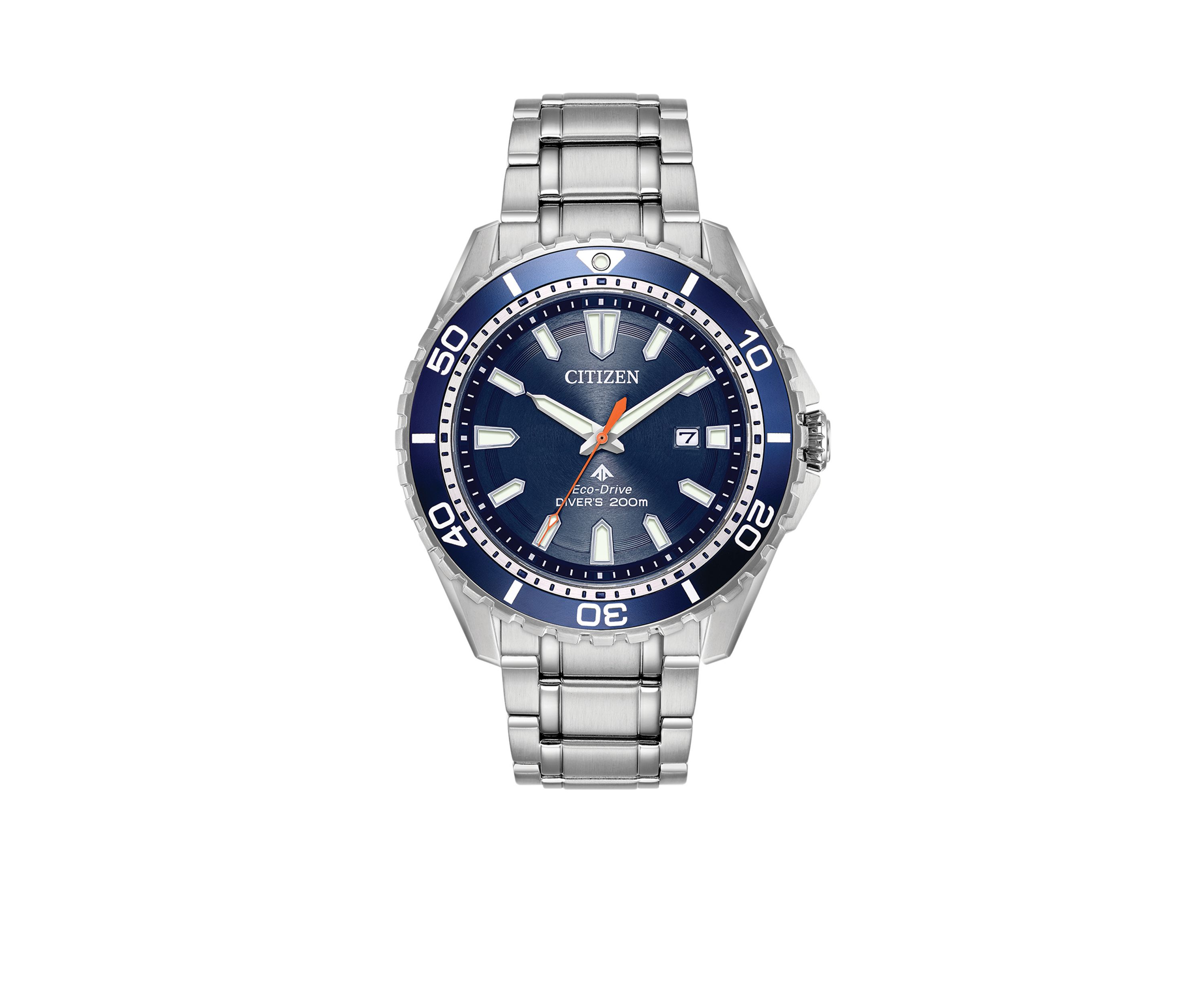 Mens Eco-Drive Stainless Steel Dive Watch