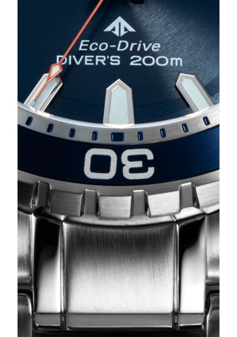 Mens Eco-Drive Stainless Steel Dive Watch