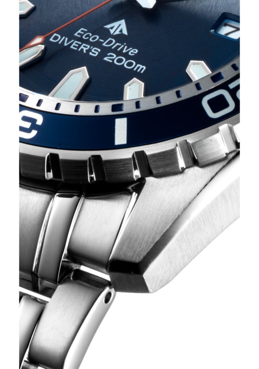 Mens Eco-Drive Stainless Steel Dive Watch