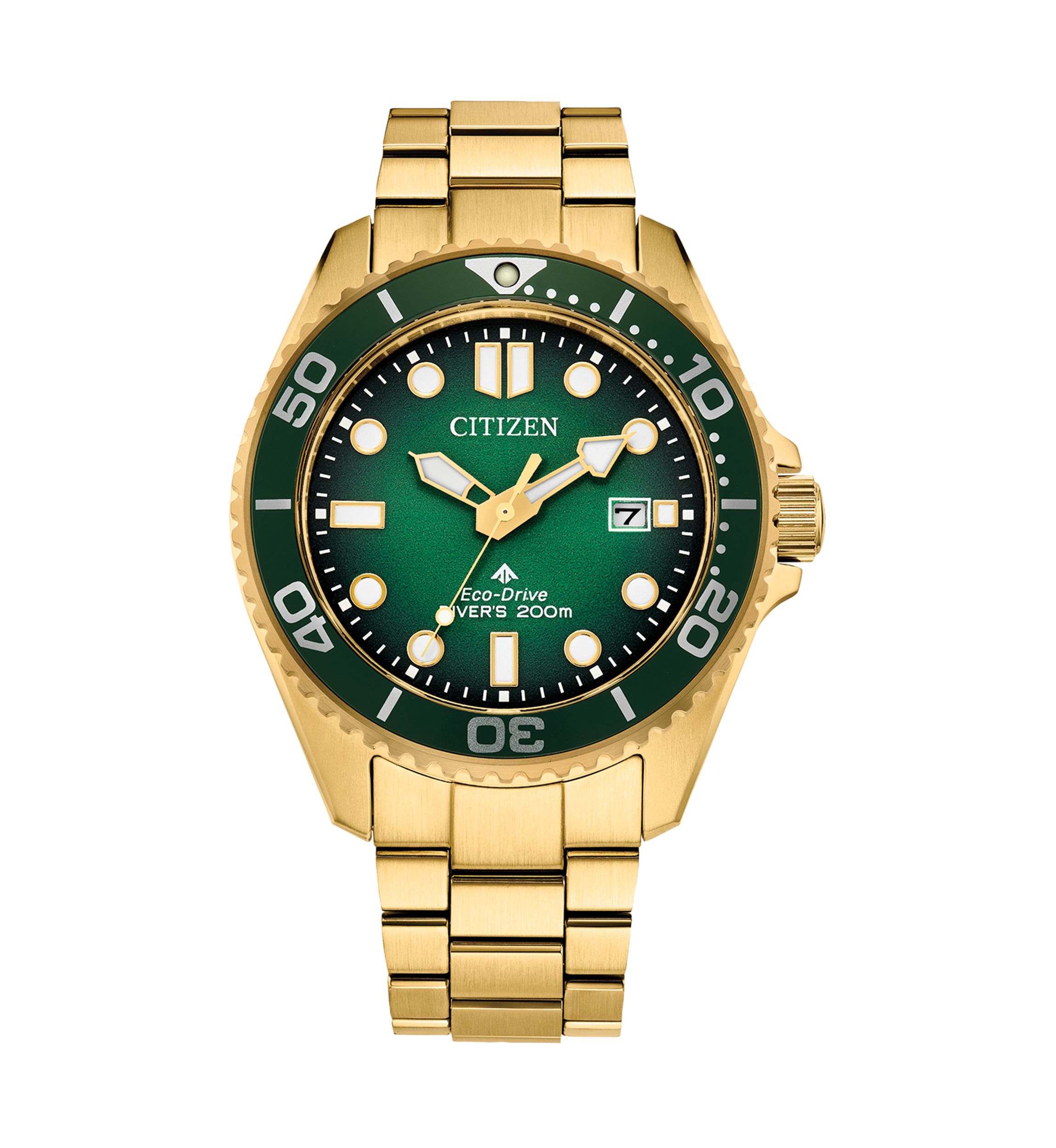 Citizen Mens  Dive 3 Gold-Tone Stainless Steel Bracelet Watch 41mm