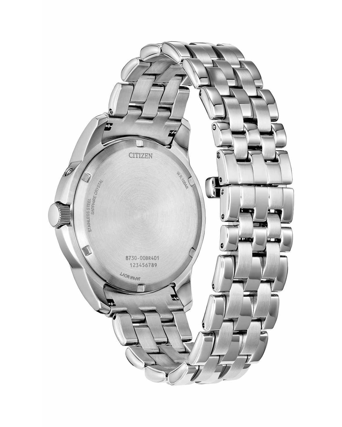 Citizen Mens Dress/Classic Eco Calendrier Silver-Tone Bracelet Watch 41.8mm