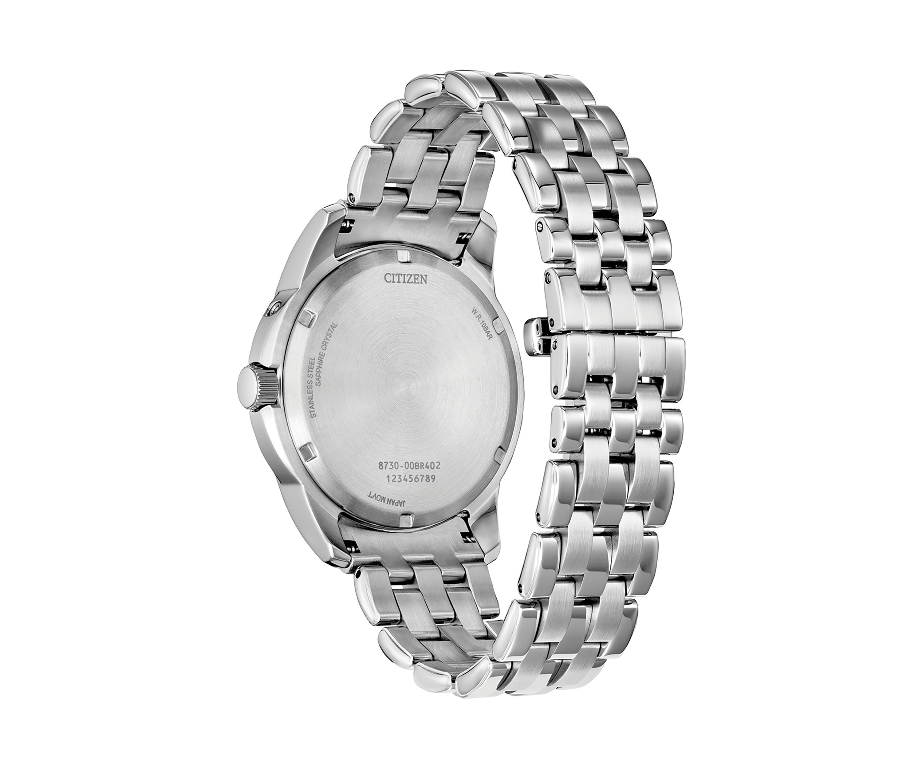 Mens Classic Calendrier Silver-Tone Bracelet Watch, 41.8 mm