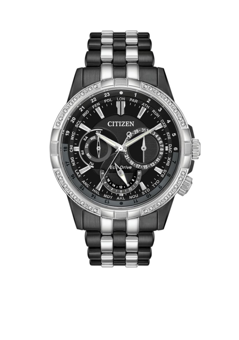 Two-Tone IP Citizen Eco-Drive Calendrier Diamond Accent Watch