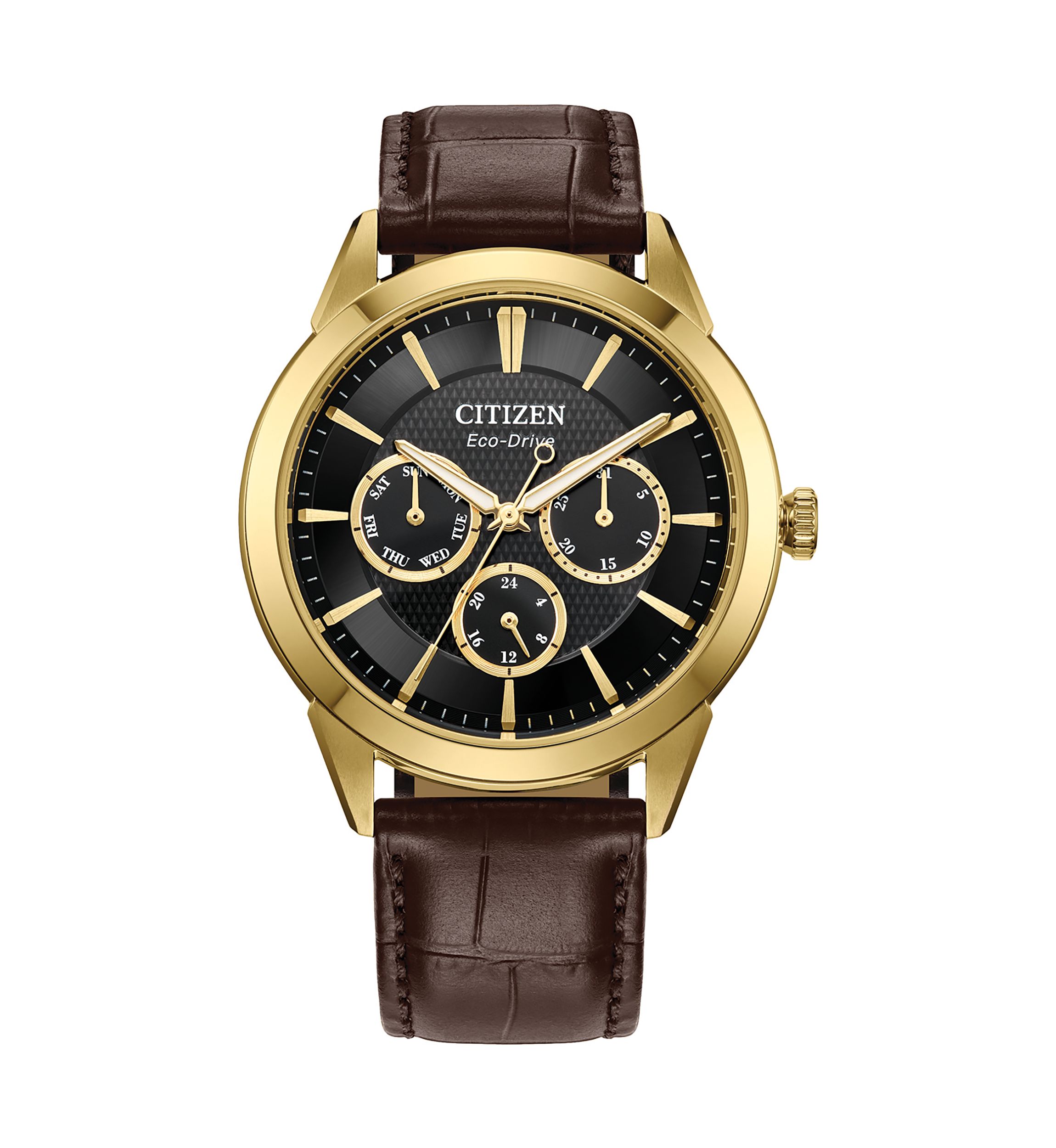 Mens Classic Eco Rolan Brown Strap Watch 