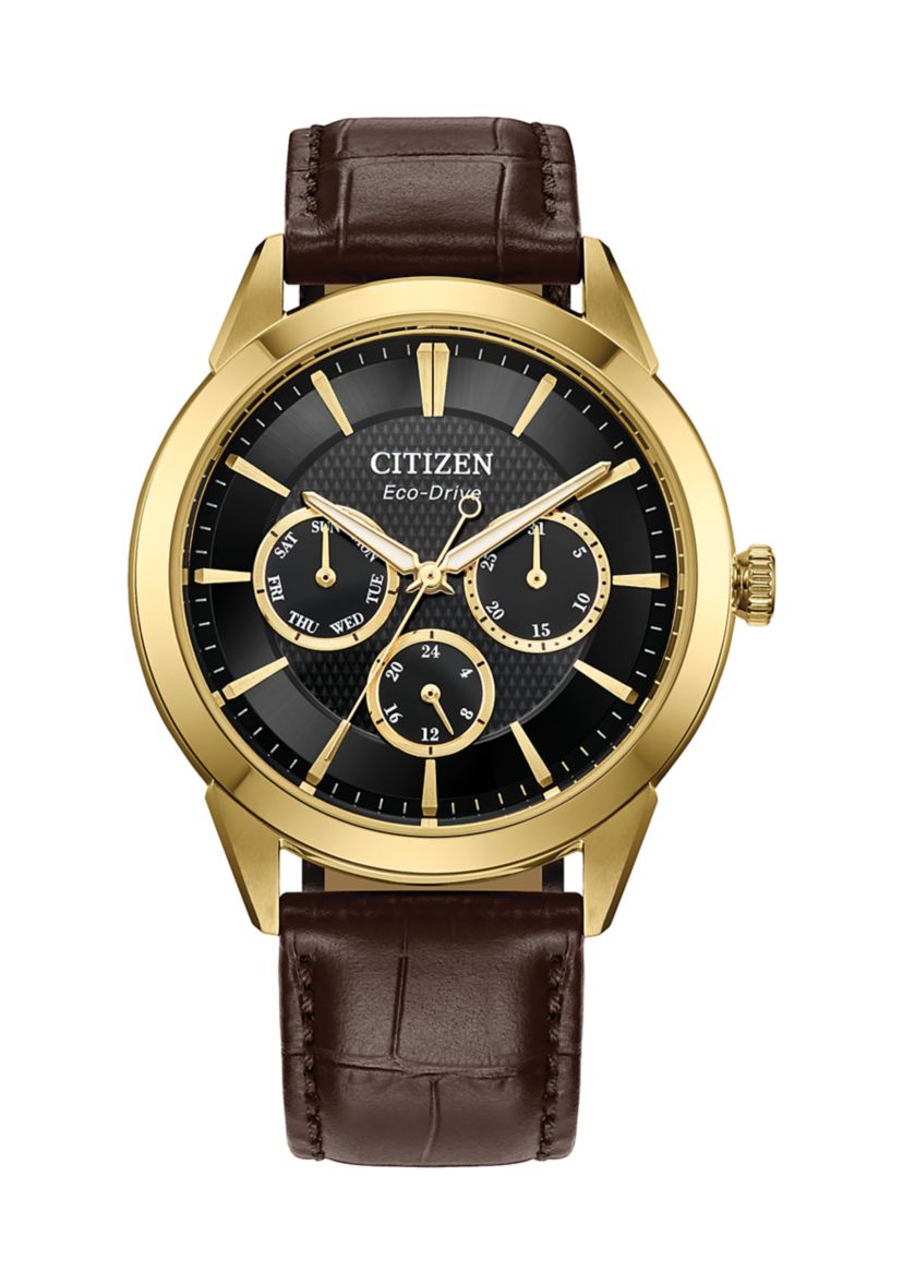 Mens Classic Eco Rolan Brown Strap Watch 