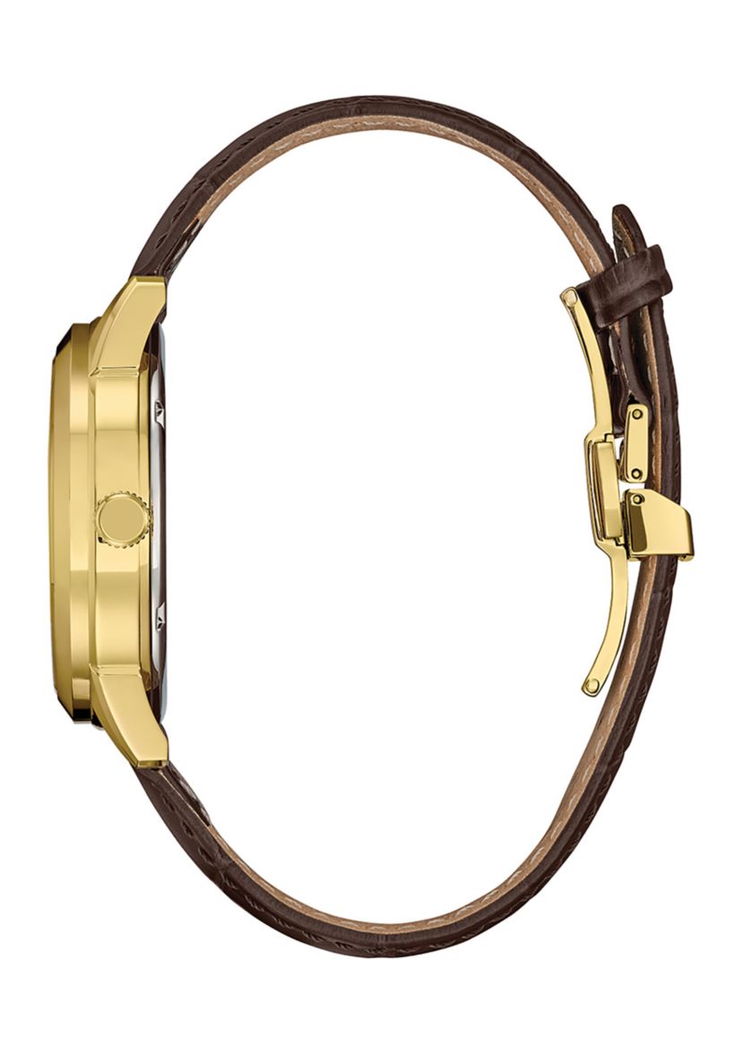Mens Classic Eco Rolan Brown Strap Watch 