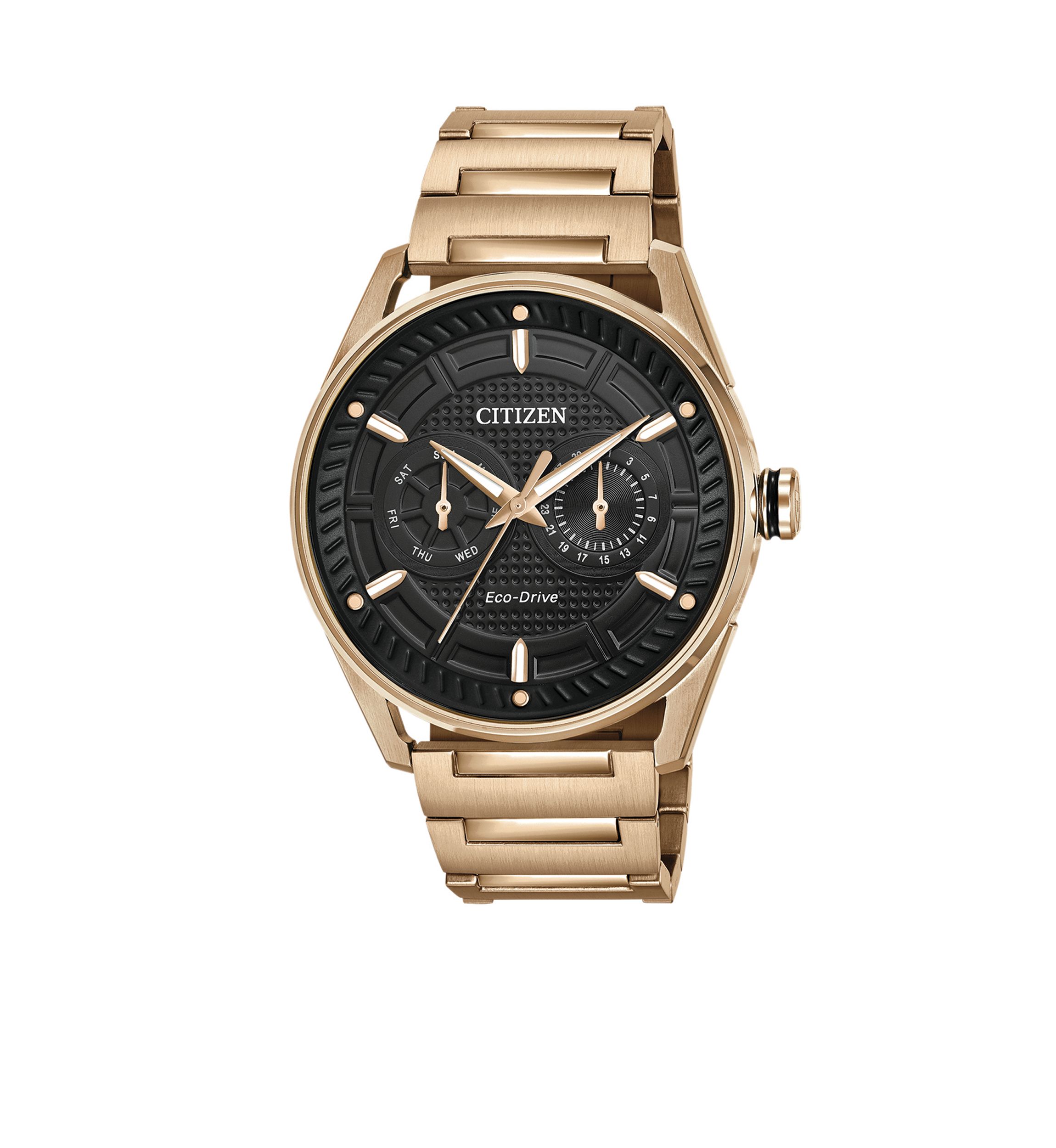 Mens Eco-Drive Gold-Tone Stainless Steel Bracelet Watch